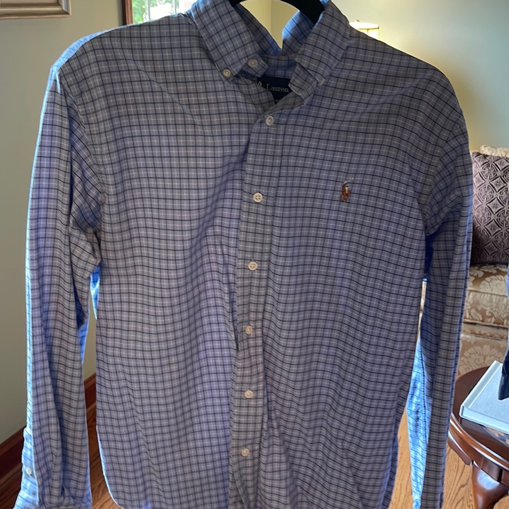 Polo Ralph Lauren blue button up shirt. Size M